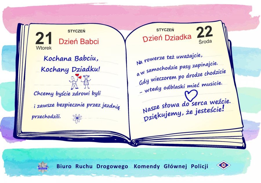 życzenia na Dzień Babci i Dziadka od policjantów ruchu drogowego